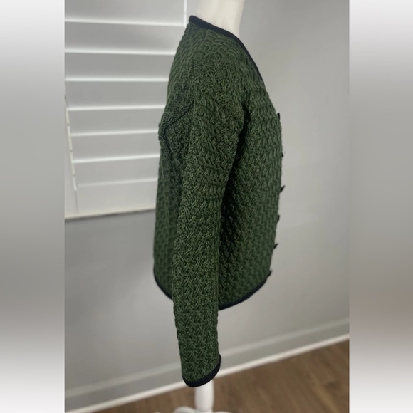 Green Garden Party Heavy Knit Sweater Button Down Over Coat Blazer Jacket Woman - Picture 15 of 15